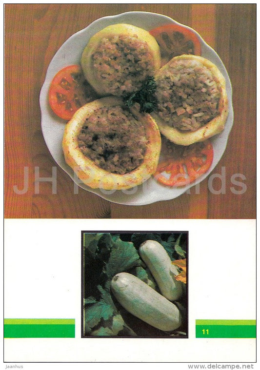 Braised Zucchini - Vegetable Dishes - recipes - 1990 - Russia USSR - unused - JH Postcards