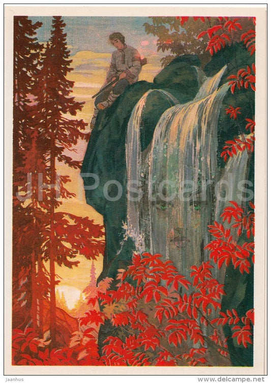 illustration by V. Nazaruk - Stepan - Malachite Box - Russian Fairy Tale by P. Bazhov - 1983 - Russia USSR - unused - JH Postcards