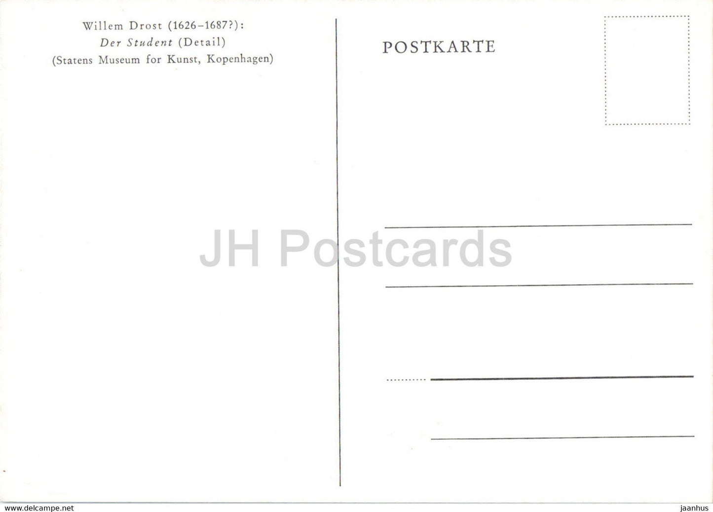 painting by Willem Drost - Der Student - Dutch art - Germany - unused