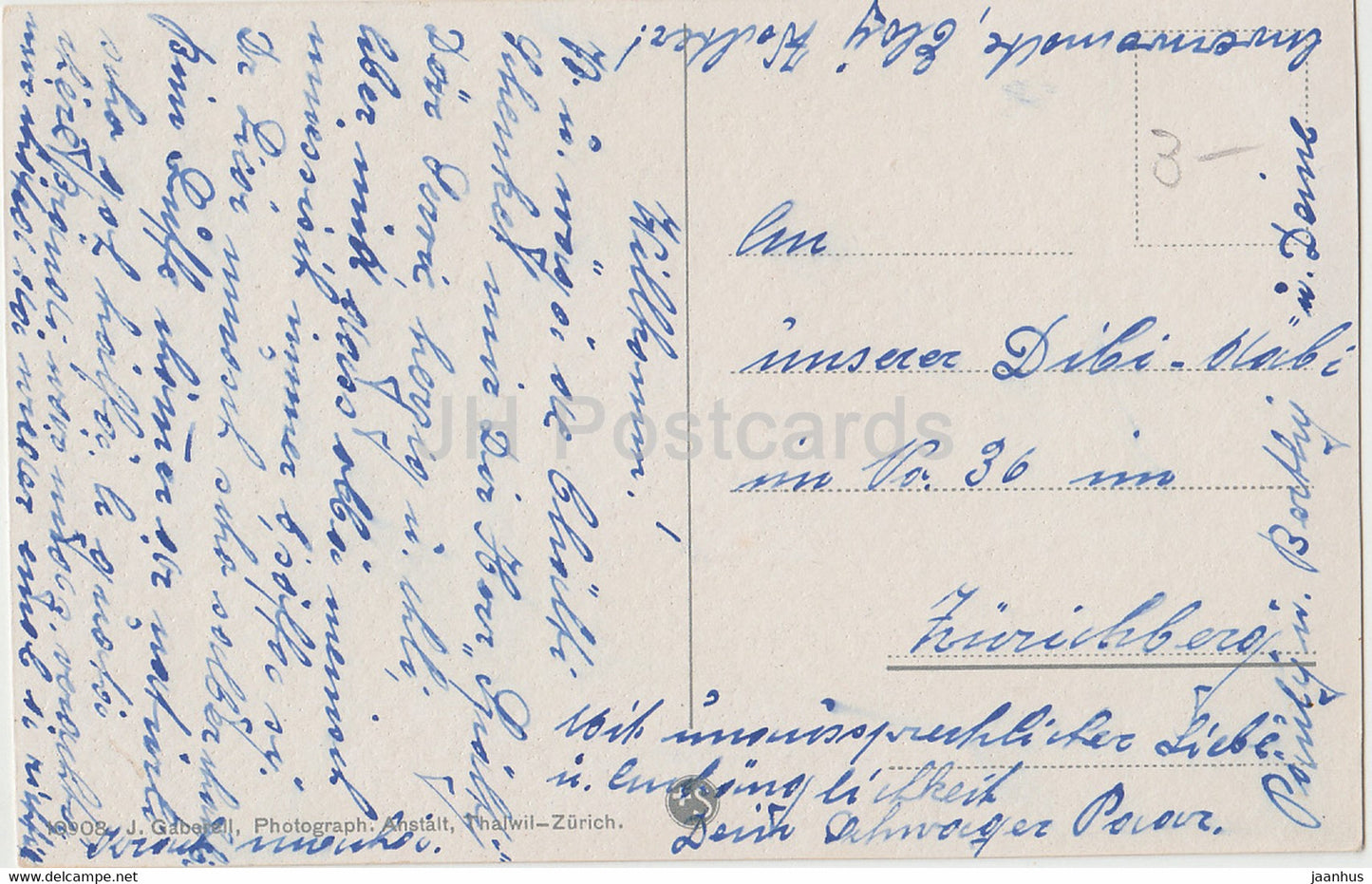 Enzian - Gentianes - fleurs - J. Gaberell - carte postale ancienne - Suisse - occasion