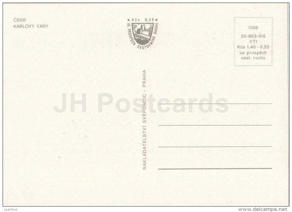 Karlovy Vary - Czechoslovakia - Czech - unused - JH Postcards