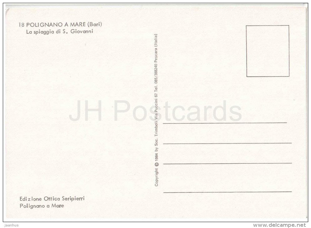 La Spiaggia di S. Giovanni - beach - Polignano a Mare - Bari - Puglia - 18 - Italia - Italy - unused - JH Postcards