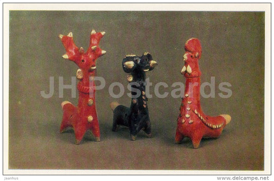 Whistles , Penza Region - Russian Folk Toys - 1984 - Russia USSR - unused - JH Postcards
