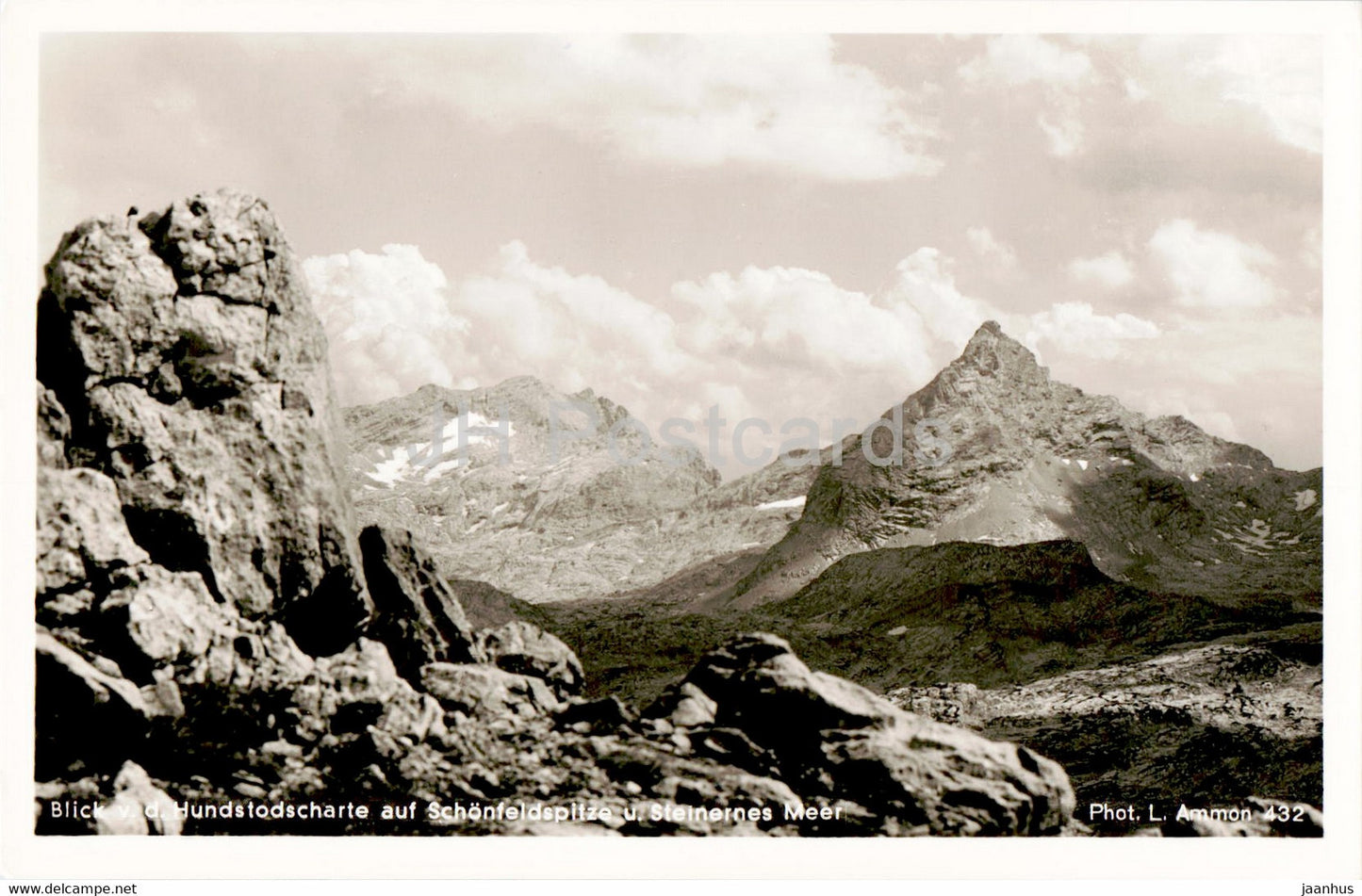 Blick v d Hundstodscharte auf Schonfeldspitze u Steinernes Meer - old postcard - Germany - unused - JH Postcards