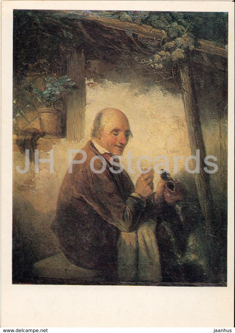 painting by Henrich Joseph Gommarus Carpentero - Man with a glass of wine - Dutch art - 1985 - Russia USSR - unused - JH Postcards