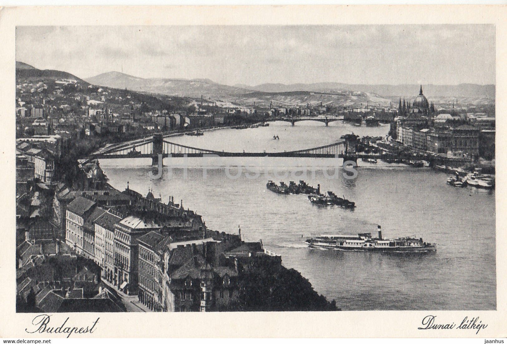 Budapest - Dunai Latkep - Donau Ansicht - bridge - ship - old postcard - Hungary - unused - JH Postcards