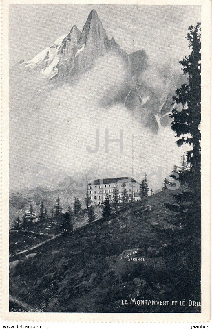 Le Montavert et le Dru - Schokolade Lindt & Sprungli - Hotel Beau Site - old postcard - France - unused - JH Postcards
