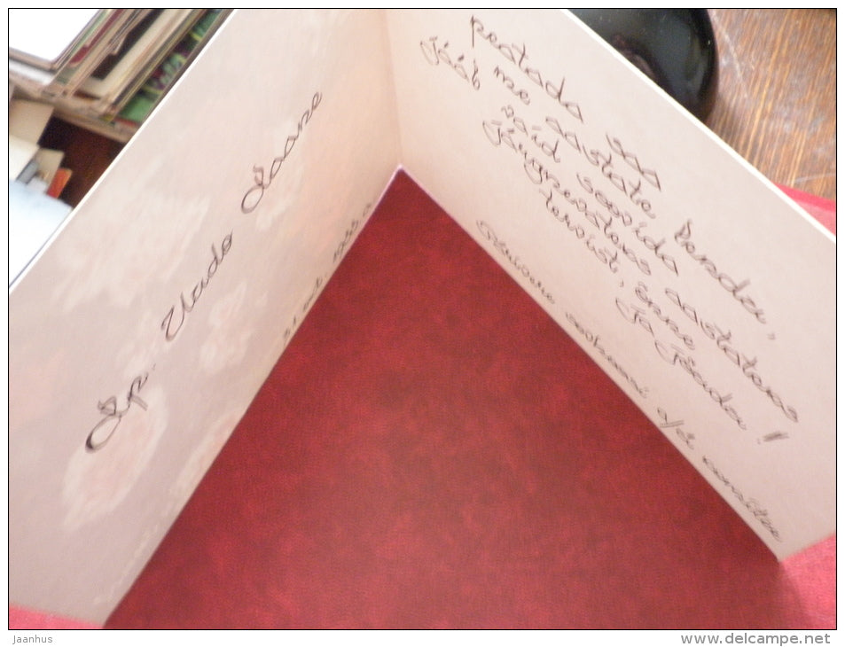 Greeting card - carnation - flowers - 1988 - Estonia USSR - used - JH Postcards