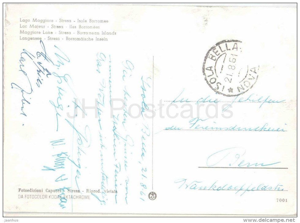 Isole Borromee - Borromean Islands - Lago Maggiore Stresa - Verbania - Piemonte - 7001 - Italia - Italy - used - JH Postcards