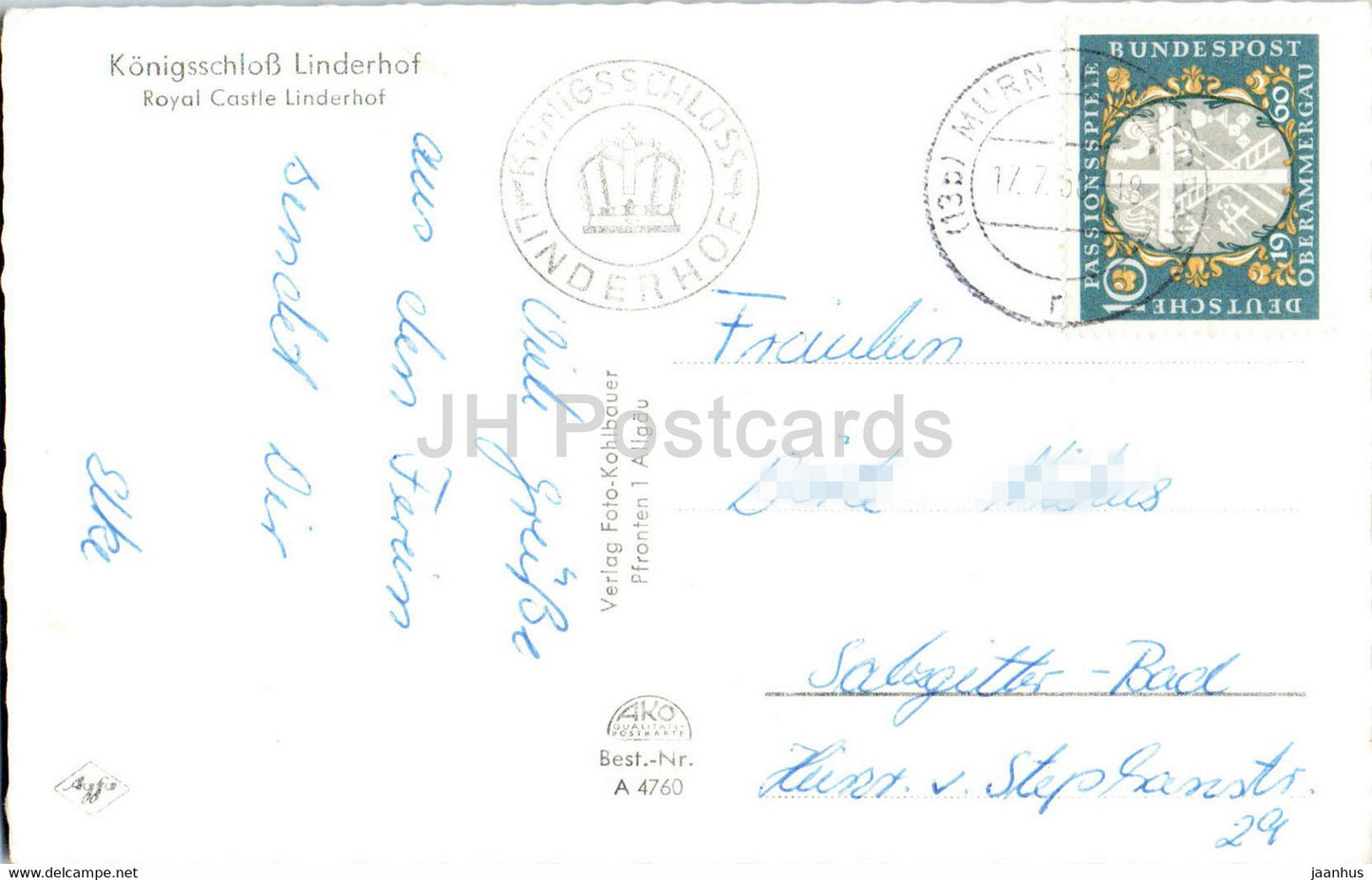 Konigsschloss Linderhof - castle - 1960 - Germany - used