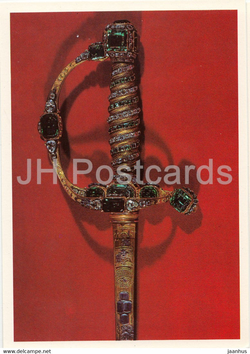 Degen aus der Smaragdgarnitur des sachsisches Kronschatzes - 1 - rapier - Grunes Gewolbe - DDR Germany - unused - JH Postcards