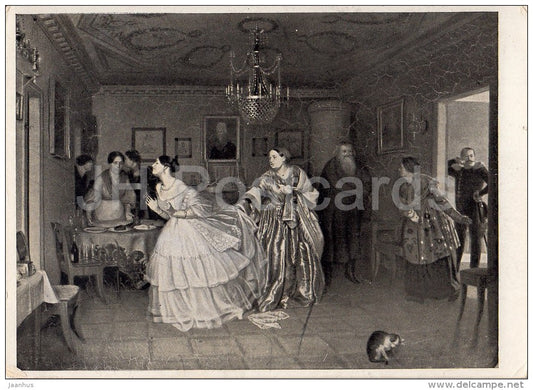painting by P. Fedotov - Courting Major - Russian art - 1946 - Russia USSR - unused - JH Postcards