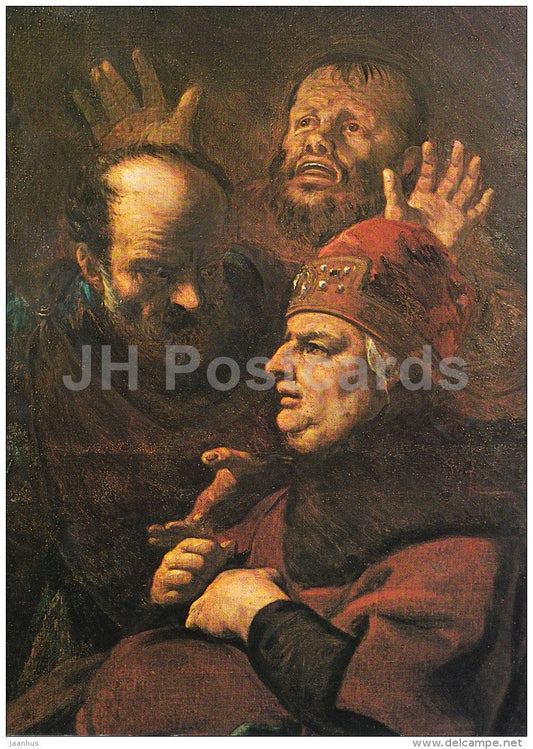 painting by Karel Skreta - Christ before Caiapas , fragment - Czech art - large format card - Czech - unused - JH Postcards