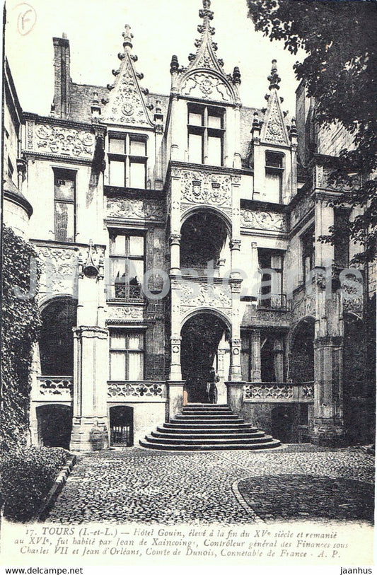 Tours - Hotel Gouin - 17 - old postcard - France - unused - JH Postcards