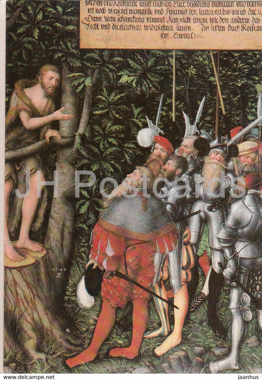 painting by Lucas Cranach the Younger - Die Predigt Johannes des Taufers - German art - Germany - unused - JH Postcards