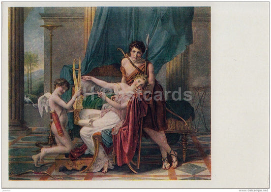 painting  by Jacques-Louis David - Sappho and Phaon - French art - old postcard - Russia USSR - unused - JH Postcards