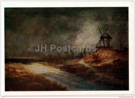 painting by Georges Michel - Landscape with Windmill - French art - 1959 - Russia USSR - unused - JH Postcards