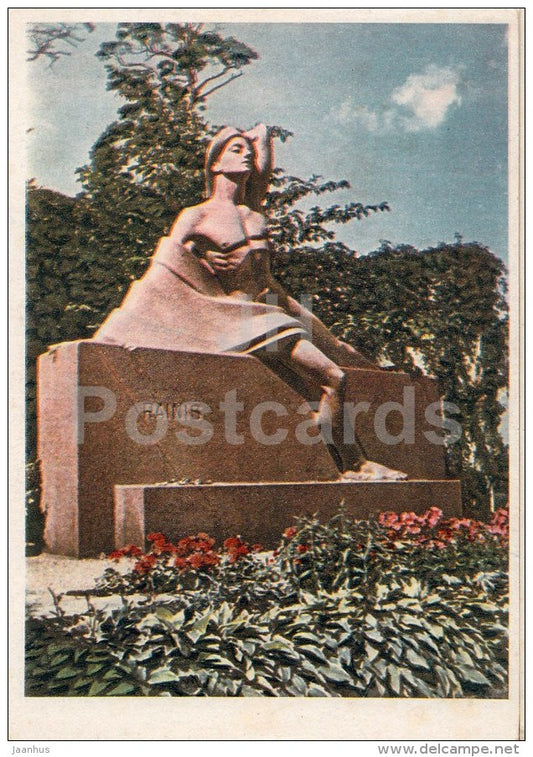 monument to Latvian poet Rainis - Riga - 1950 - Latvia USSR - unused - JH Postcards