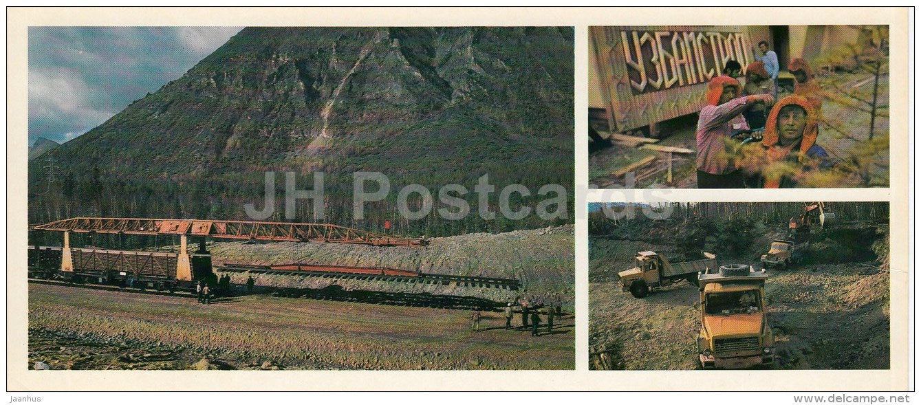 workers from Uzbekistan - BAM - Baikal-Amur Mainline , construction of the railway - 1983 - Russia USSR - unused - JH Postcards