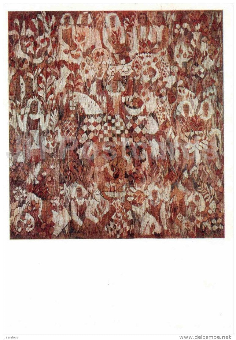 tapestry by Sh. Medardas - Autumn , 1974 - arras - Lithuanian Gobelain - Lithuania - 1977 - unused - JH Postcards