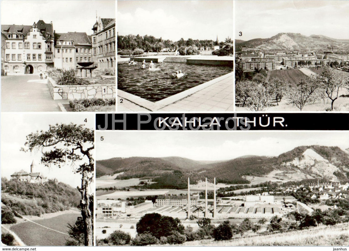 Kahla - Kr Jena - Marktplatz - Leuchtenburg - pool - 1980 - Germany DDR - used - JH Postcards