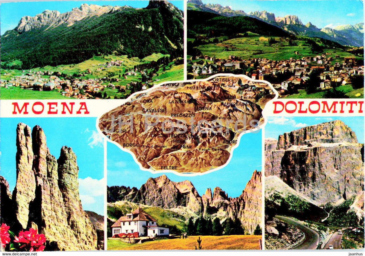 Moena - Dolomiti - map - 1971 - Italy - used - JH Postcards