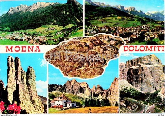Moena - Dolomiti - map - 1971 - Italy - used - JH Postcards