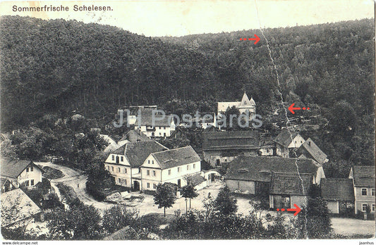Sommerfrische Schelesen - Zelizy - old postcard - Czech Republic - used - JH Postcards
