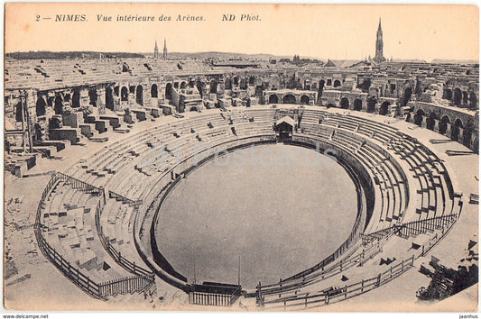 Nimes - Vue Interieur des Arenes - 2 - old postcard - France - unused - JH Postcards