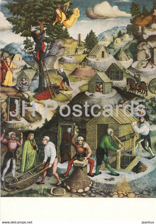 painting by Hans Hesse - Annaberger Bergaltar - Sachsische Gebirgsheimat - German art - Germany - unused - JH Postcards