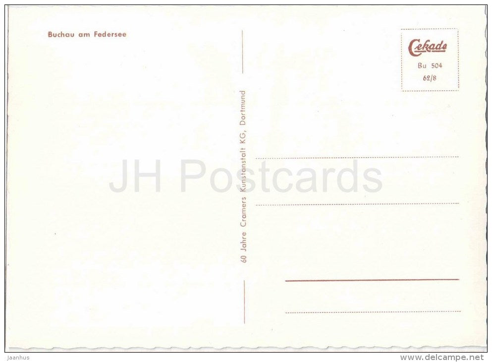 Buchau am Federsee - Schwan - swan - Bu 504 - Germany - ungelaufen - JH Postcards