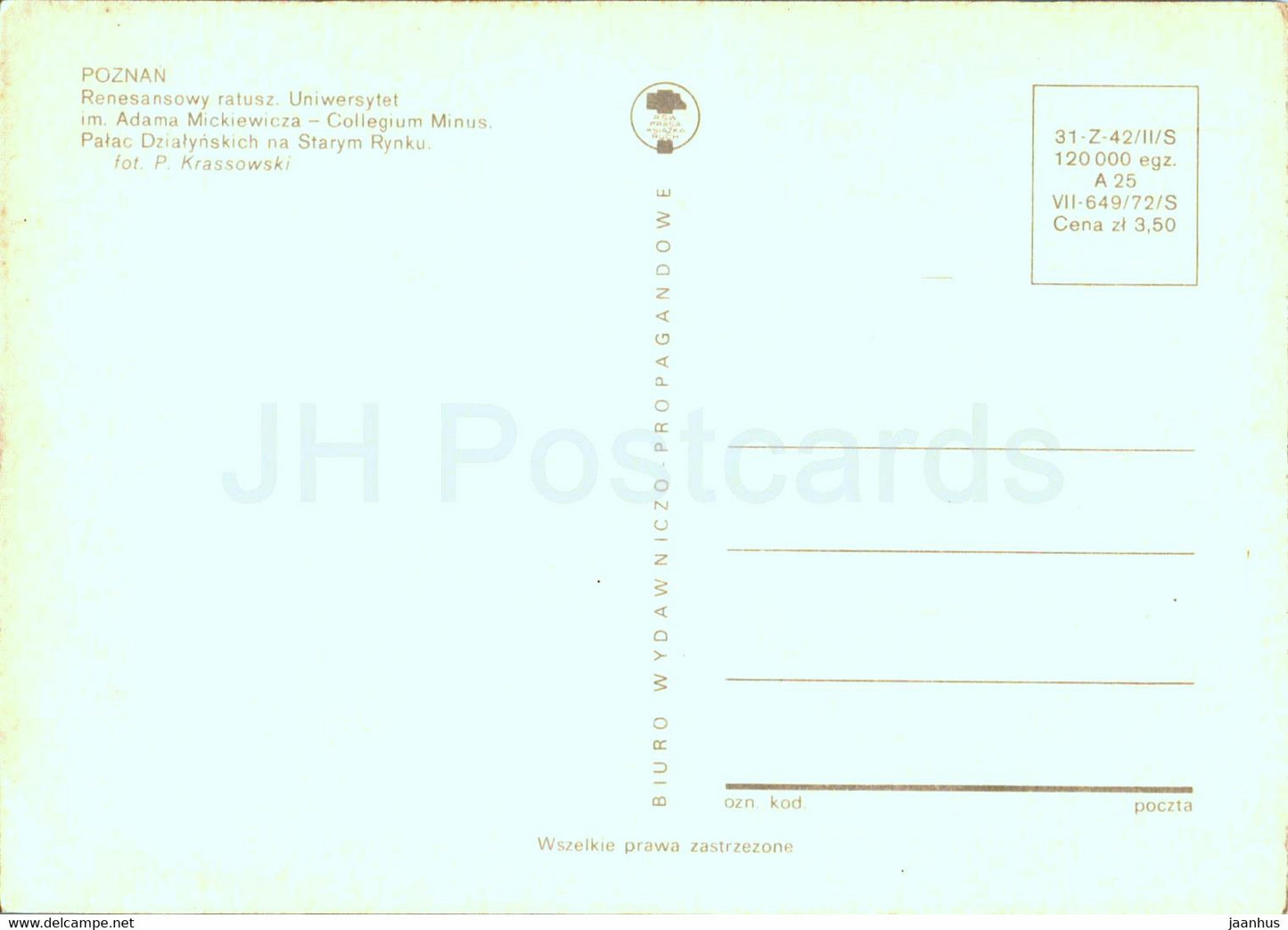 Poznan - Renesansowy ratusz - uniwwrsytet - Collegium Minus - town hall - university - multiview - Poland - unused