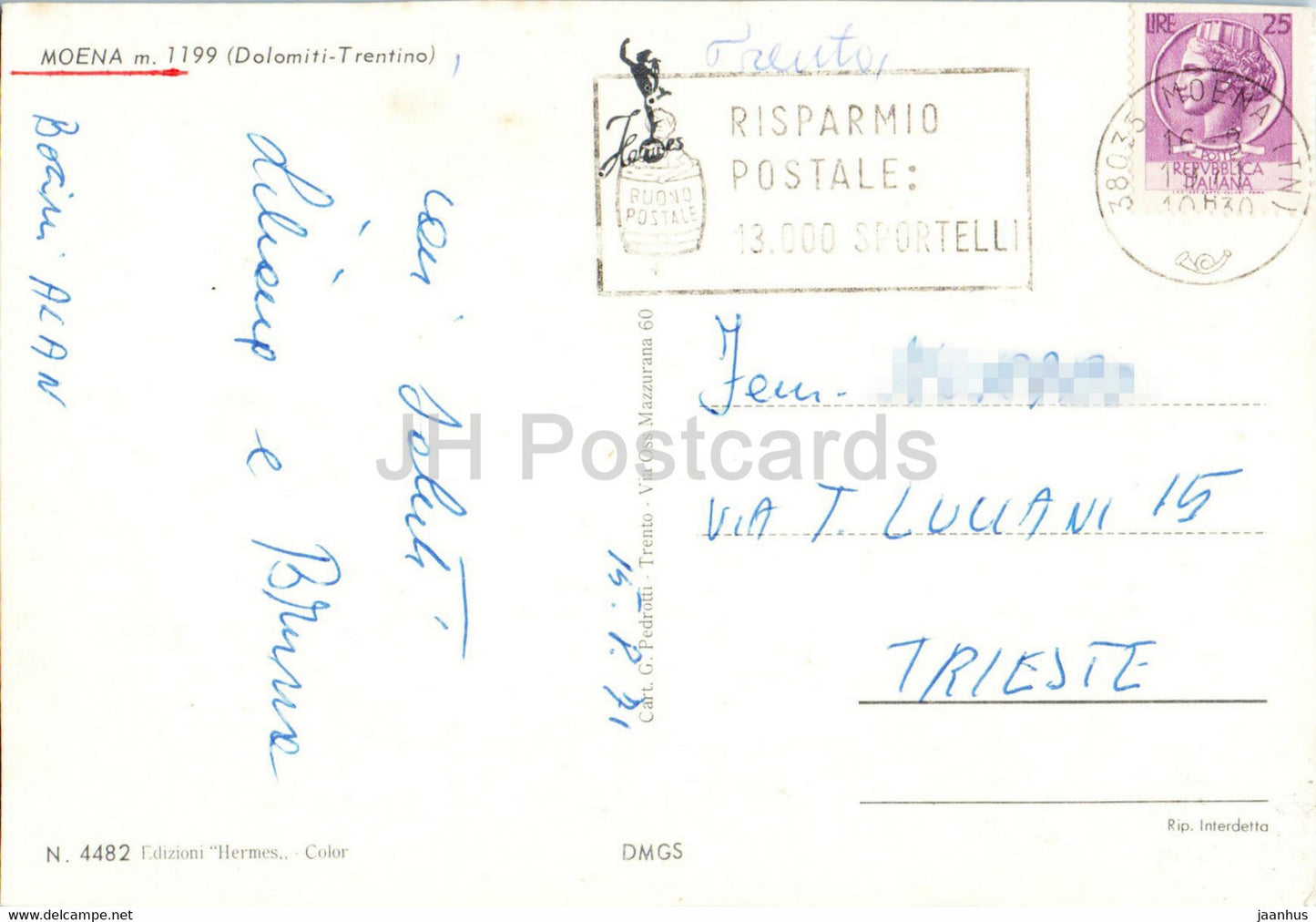 Moena - Dolomiti - map - 1971 - Italy - used