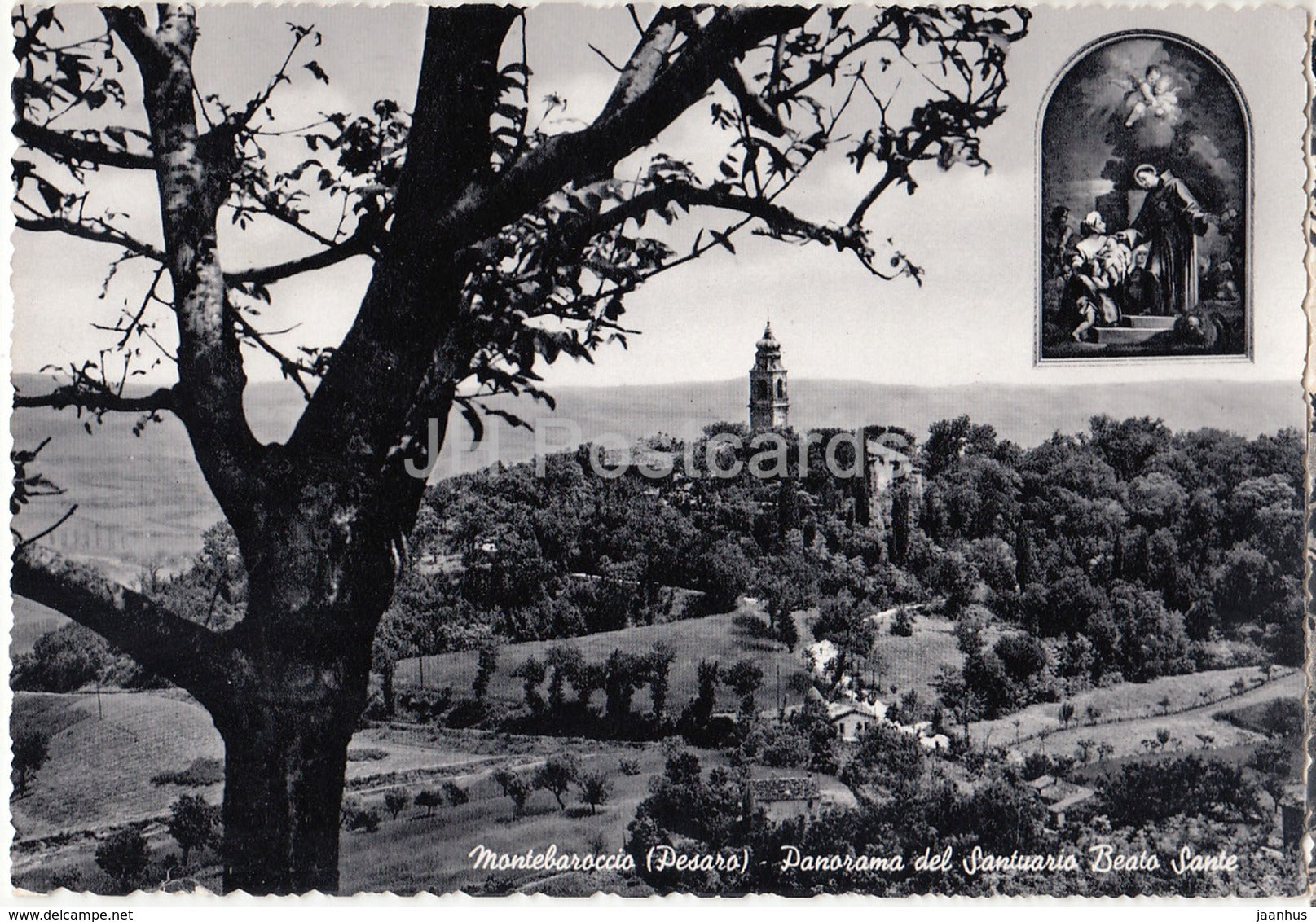 Montebaroccio - general view of the Sanctuary Beato Sante - Italy - old postcard - used - JH Postcards