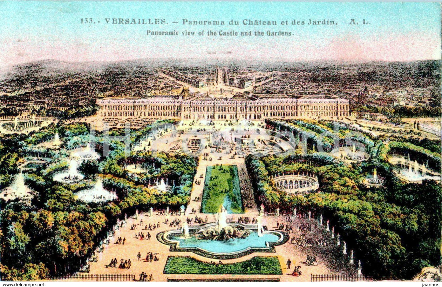 Versailles - Panorama du Chateau et des Jardin - 133 - old postcard - 1932 - France - used - JH Postcards