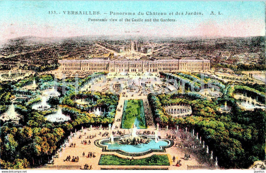 Versailles - Panorama du Chateau et des Jardin - 133 - old postcard - 1932 - France - used - JH Postcards