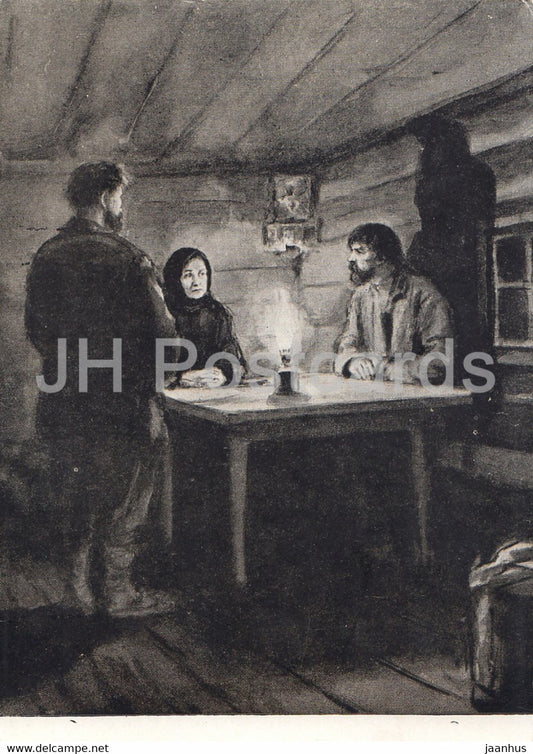 illustration by Kukryniksy - Mother by M. Gorky - Nilovna in the village with the peasants - 1960 - Russia USSR - unused - JH Postcards