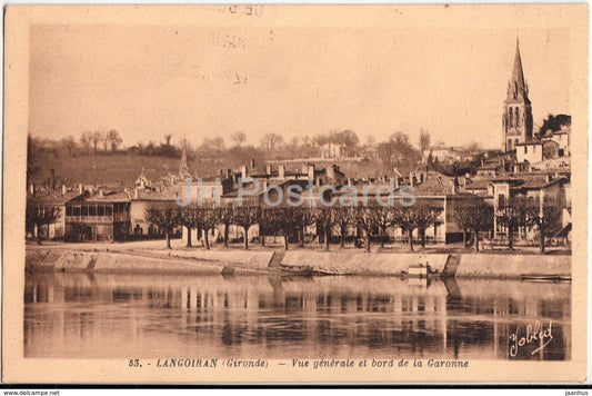 Langoiran - Vue Generale et bord de la Garonne - 53 - old postcard - France - used - JH Postcards