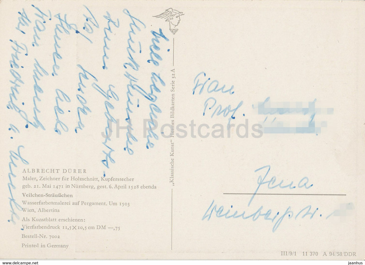 Gemälde von Albrecht Dürer - Veilchen Strausschen - Veilchenstrauß - Blumen - Deutsche Kunst - Deutschland - gebraucht