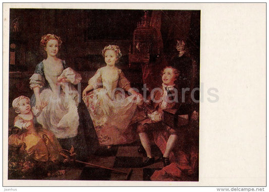 painting by William Hogarth - The Graham Children , 1742 - English art - 1986 - Russia USSR - unused - JH Postcards