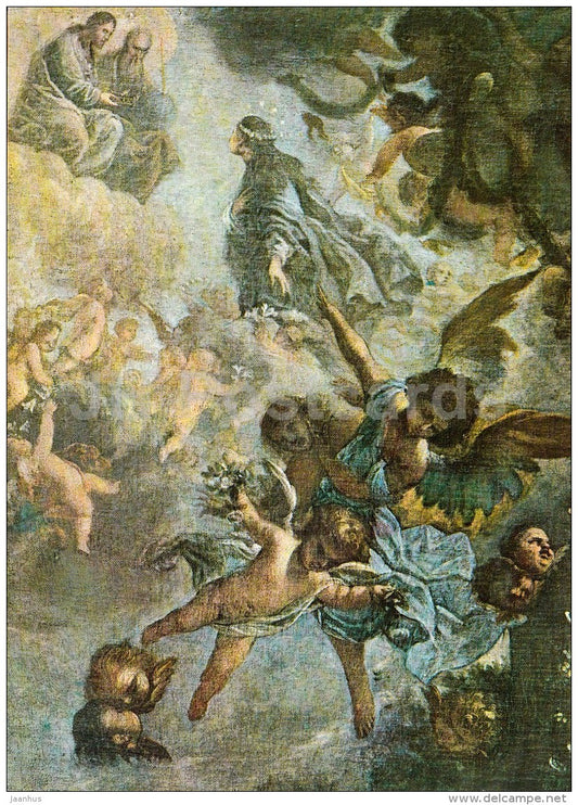 painting by Karel Skreta - Assumption of the Virgin Mary , fragment - Czech art - large format card - Czech - unused - JH Postcards