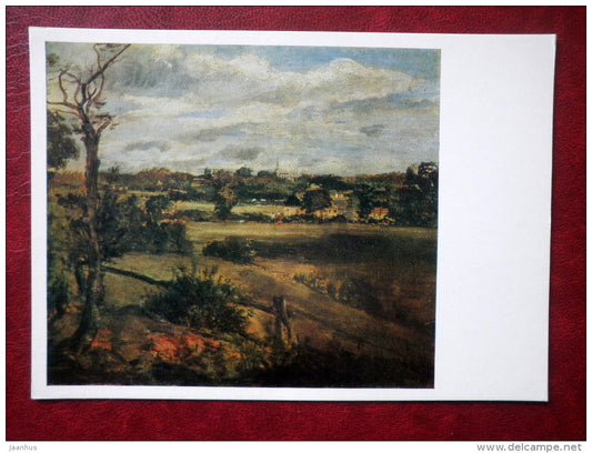 painting by J. Constable - View of Highgate from Hampstead Heath , 1834 - english art - unused - JH Postcards