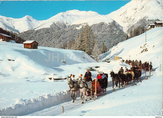 Davos - Schlittenfahrt im Dischmatal - horse sledge -  961 - 1983 - Switzerland - used - JH Postcards