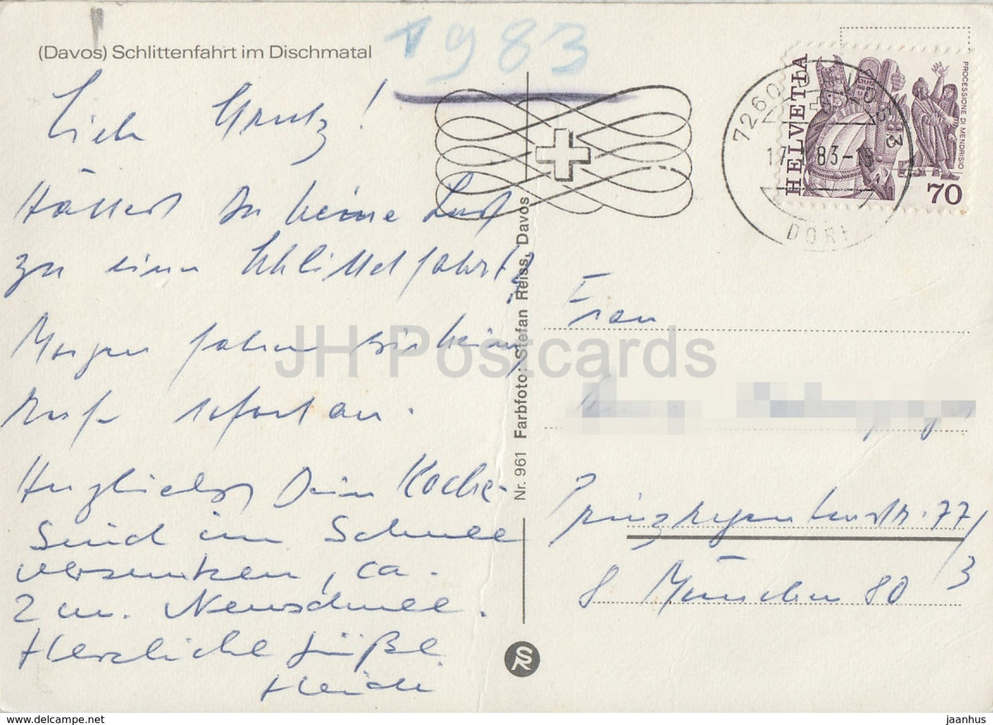 Davos - Schlittenfahrt im Dischmatal - horse sledge -  961 - 1983 - Switzerland - used