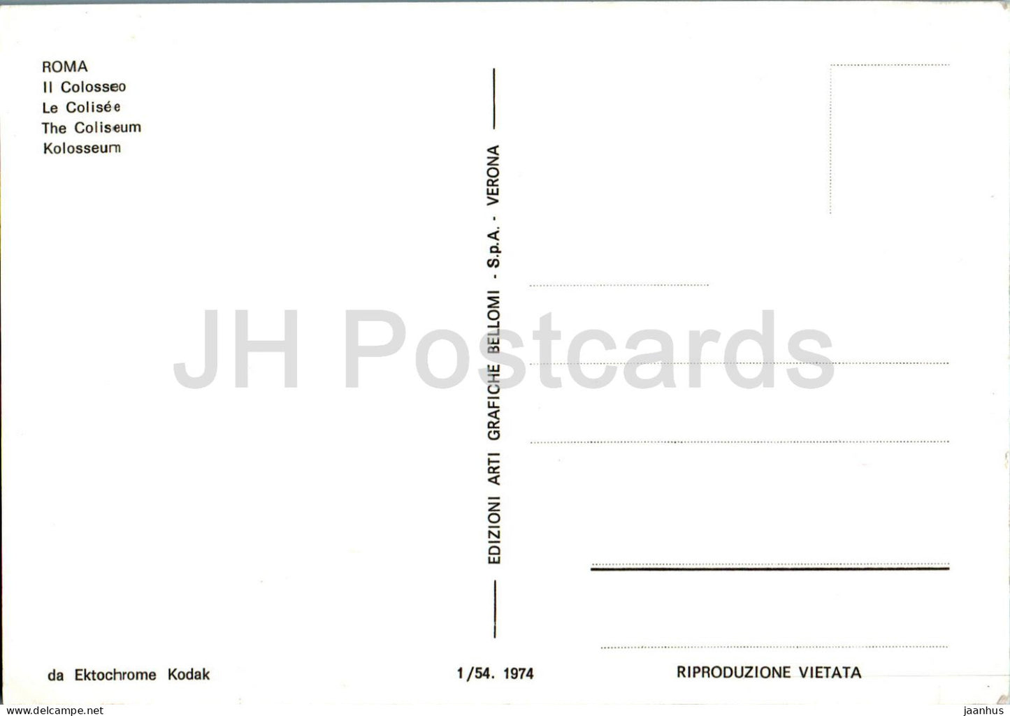 Roma - Rome - Il Colosseo - Colisée - monde antique - 1/54 - Italie - inutilisé 