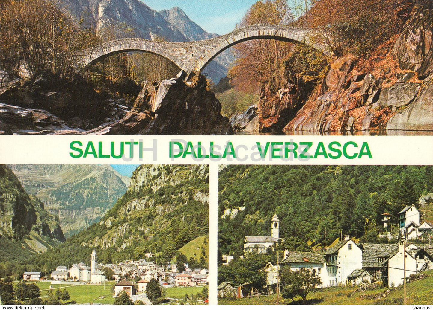 Saluti Dalla Verzasca - bridge - multiview - Switzerland - unused - JH Postcards