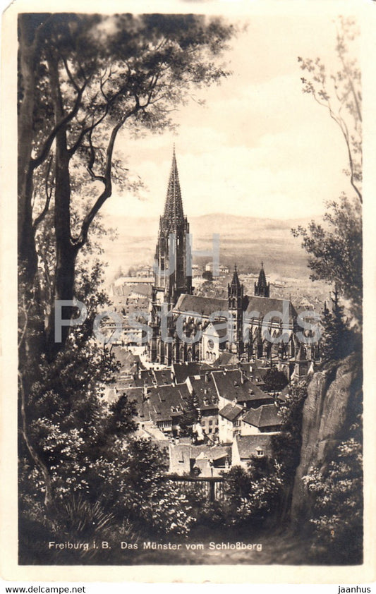 Freiburg i Br - Das Munster vom Schlossberg - cathedral - old postcard - 1928 - Germany - used - JH Postcards