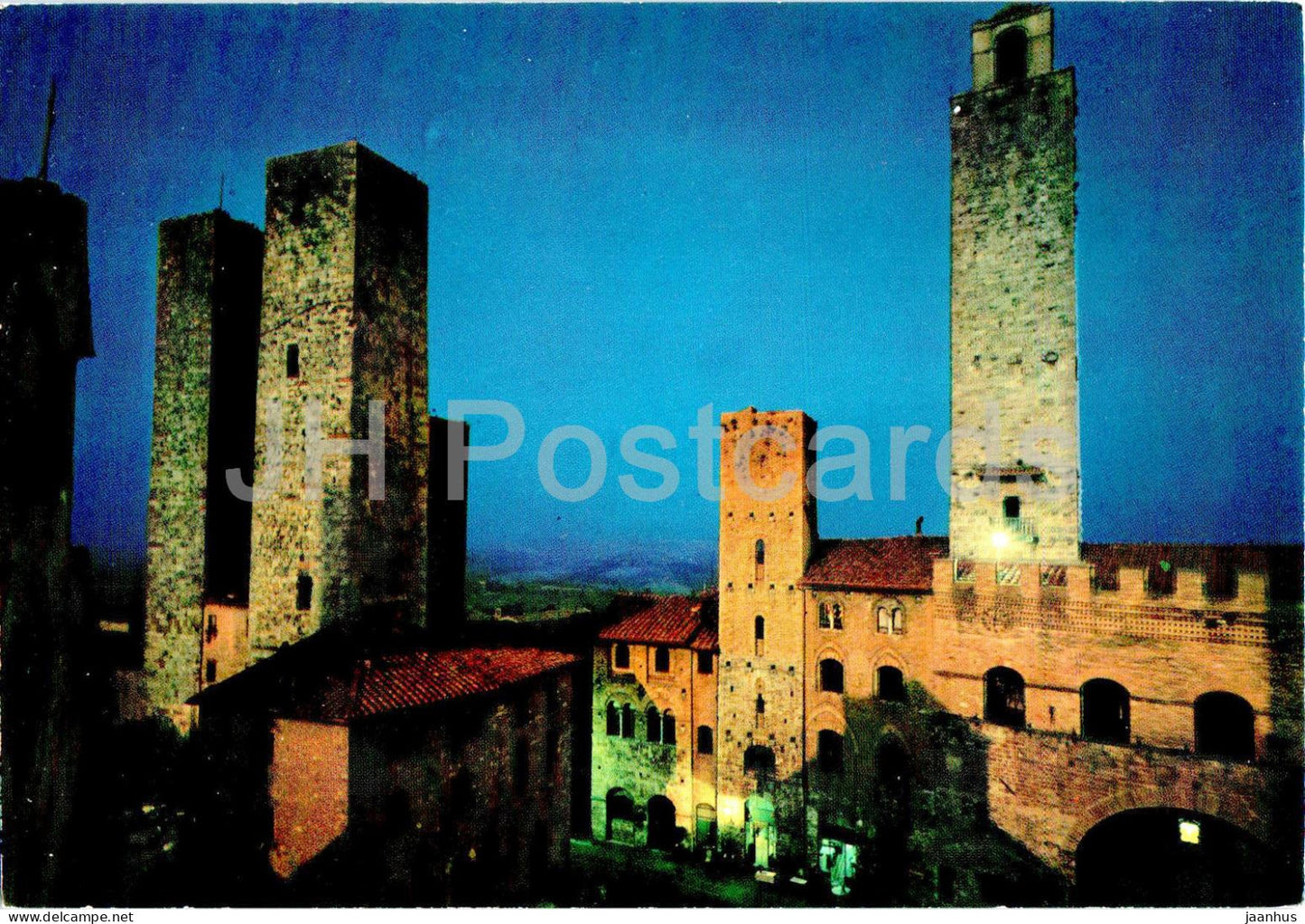 Citta si San Gimignano - Piazza del Duomo Torri Salvucci - Cathedral square - Salvucci Towers - 17703 - Italy - unused - JH Postcards