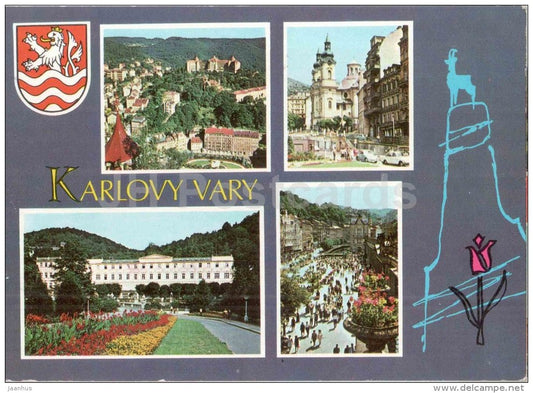 Stag´s Leap - church - sanatorium Richmond - colonnade - Karlovy Vary - Karlsbad - Czechoslovakia - Czech - unused - JH Postcards