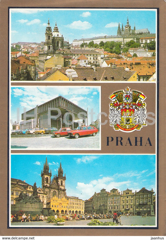 Praha - Prague - castle - federal assembly - old town square - car - Czechoslovakia - Czech Republic - unused - JH Postcards